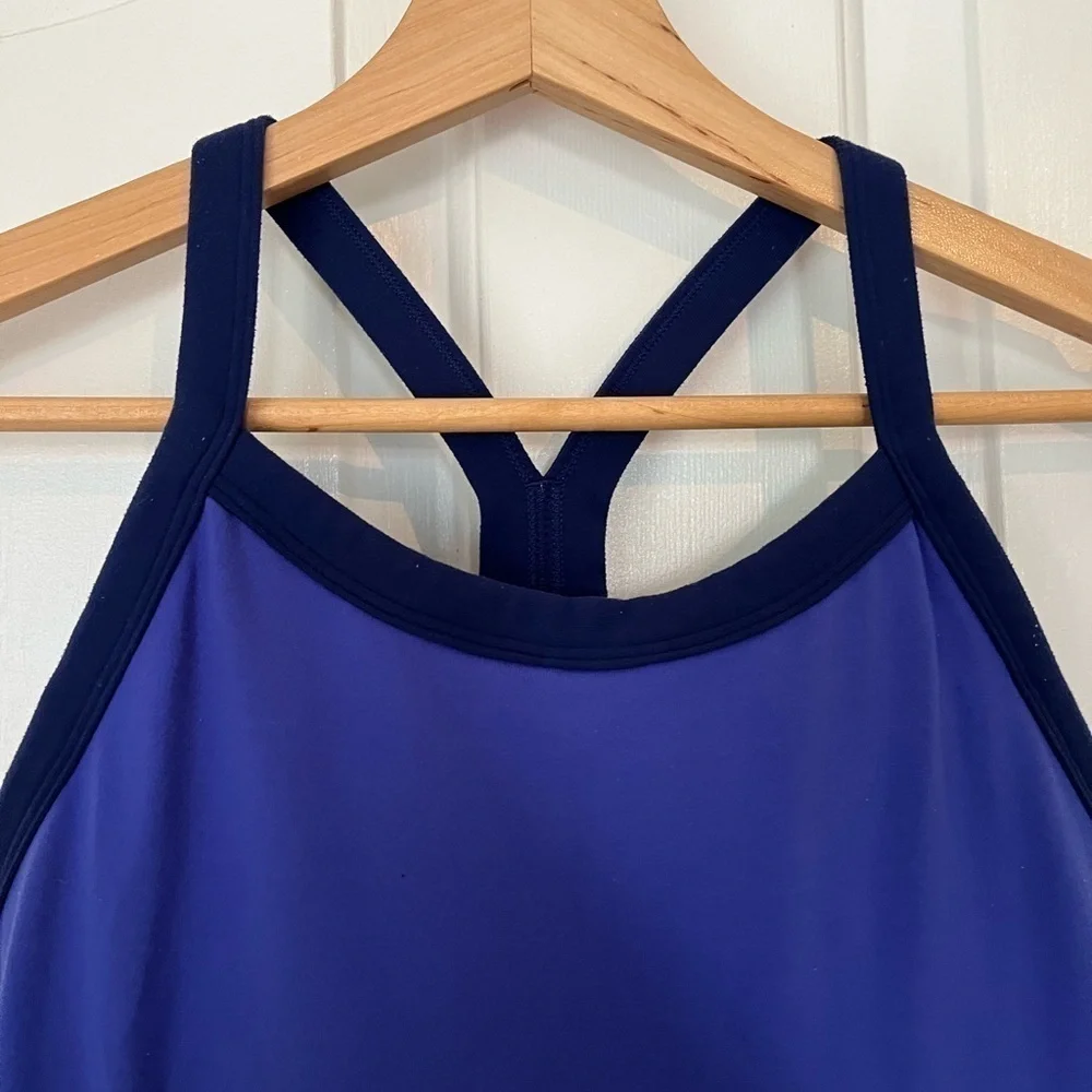 Lululemon | Power Y Athletic Tank, Purple, Navy Straps,‎ Pink Stitching, Size 6